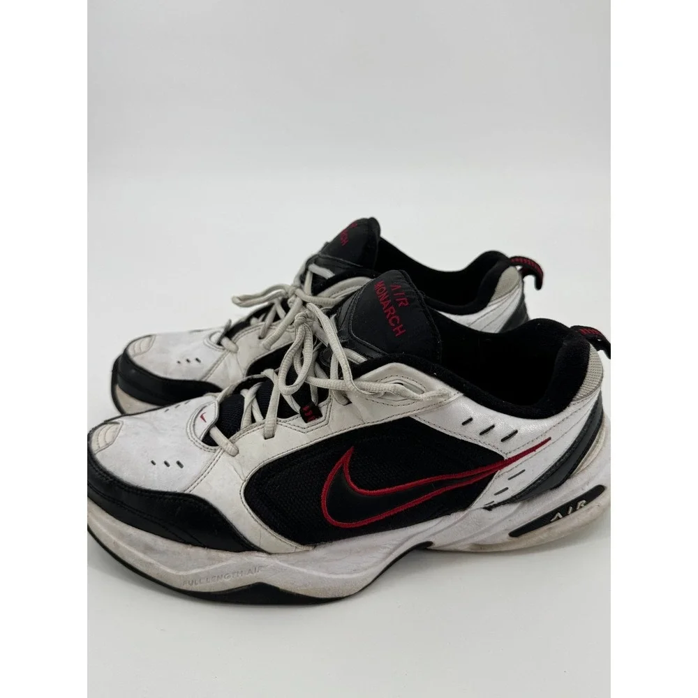 Nike Air Monarch IV 415445-101 Mens Sneakers 12 White Black Swoosh Workout Shoes